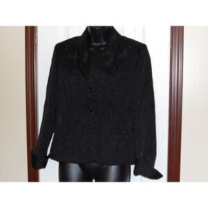 KASPER Floral‎ Blazer Jacket Elegant Business Career Interview Coat Black Size